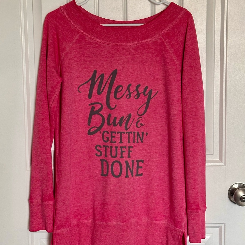 Maurices messy bun hot Pink Sweatshirt